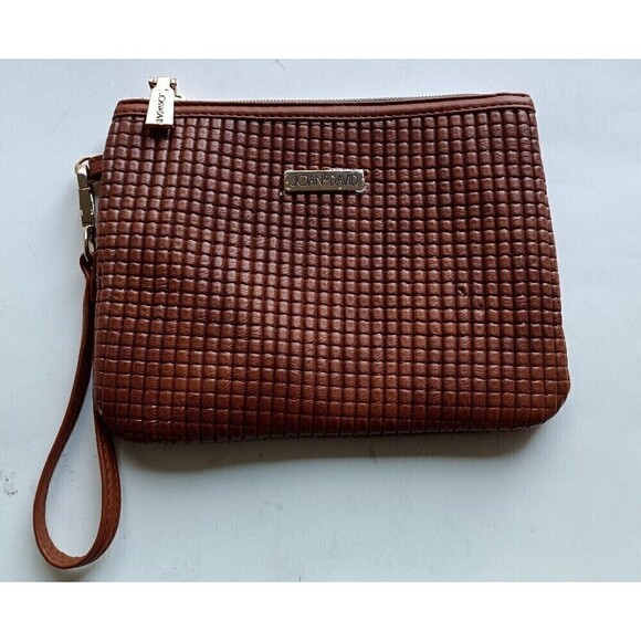 Joan & David Travel Makeup Wristlet Beauty Pouch Cosmetic Bag Brown Textured - Picture 1 of 6